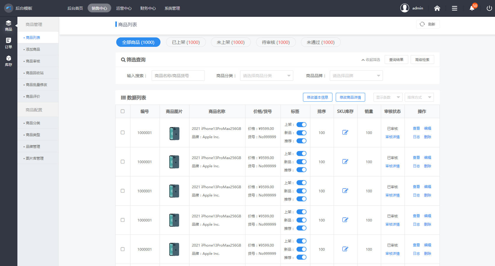 Axure通用电商后台管理系高保真交互模板原型图附元件库